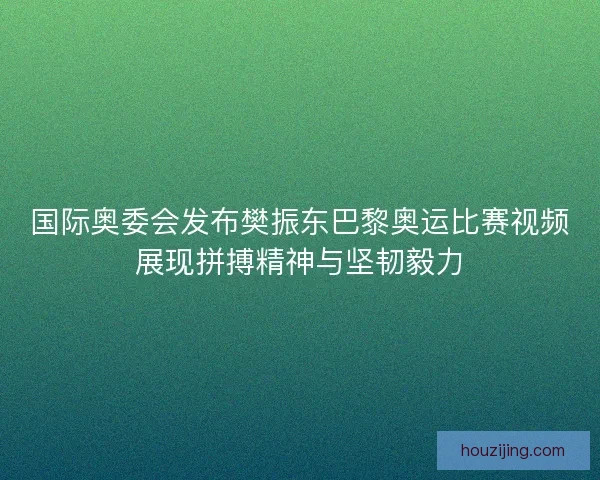 国际奥委会发布樊振东巴黎奥运比赛视频展现拼搏精神与坚韧毅力