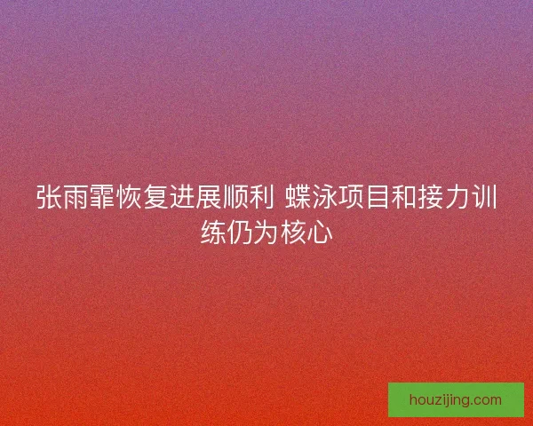 张雨霏恢复进展顺利 蝶泳项目和接力训练仍为核心